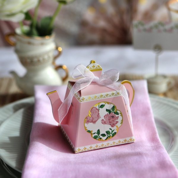 Pink Floral Tea Time Favor Boxes 24ct For Cheap