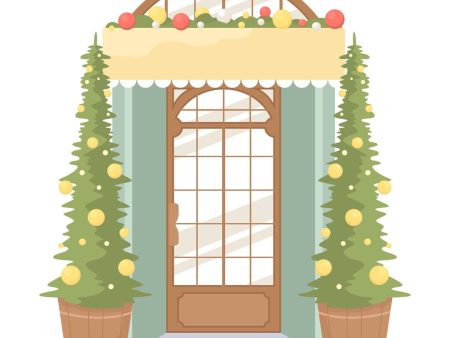 Retail shop entrance decoration for Christmas event semi flat color vector object Hot on Sale