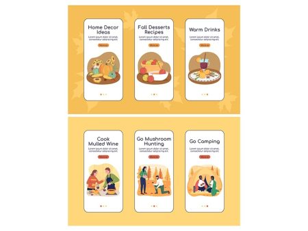 Autumn activities app screen vector template set Online Hot Sale