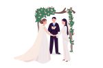 Happy newlyweds couples vector character set For Sale