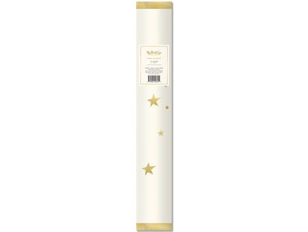 Cream & Metallic Gold Stars Paper Table Runner 10ft For Sale