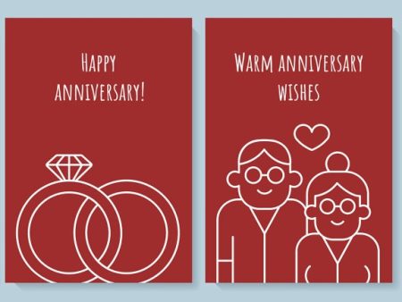 Anniversary postcard with linear glyph icon set Hot on Sale