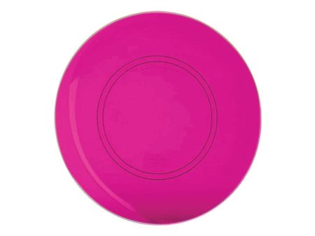 Transparent Hot Pink & Gold Rim Plastic Dessert Plates 10ct Sale