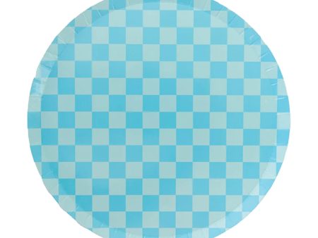 Blue Checkered Dessert Plates 8ct on Sale