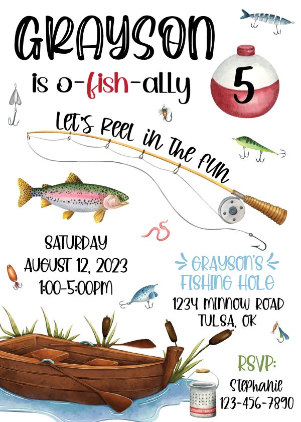 Gone Fishing Birthday Party Invitation For Discount