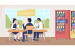 School rooms flat color vector illustration set on Sale