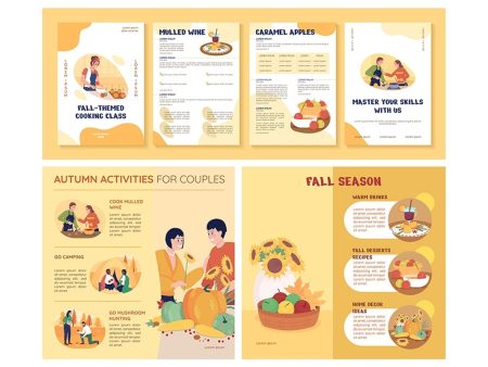 Autumn activities for couples vector template set Discount