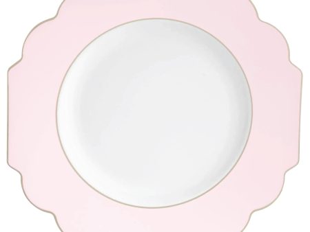 Blush Pink Scalloped Plastic Dinner Plates 10ct For Sale