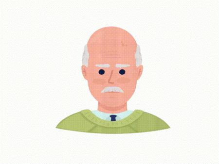 Animated cheerful grandpa emotion Online now