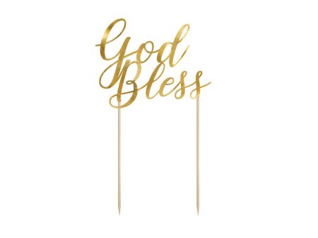 Metallic Gold God Bless Cake Topper Hot on Sale