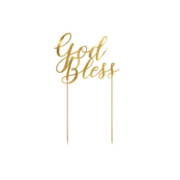 Metallic Gold God Bless Cake Topper Hot on Sale