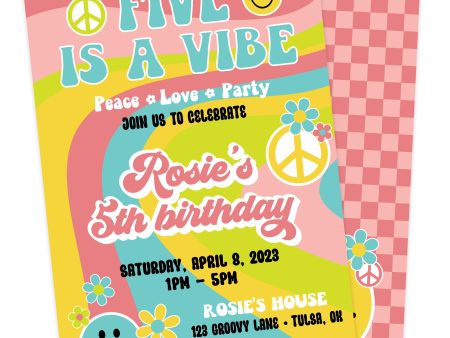 Five is a Vibe Groovy Birthday Invitation on Sale