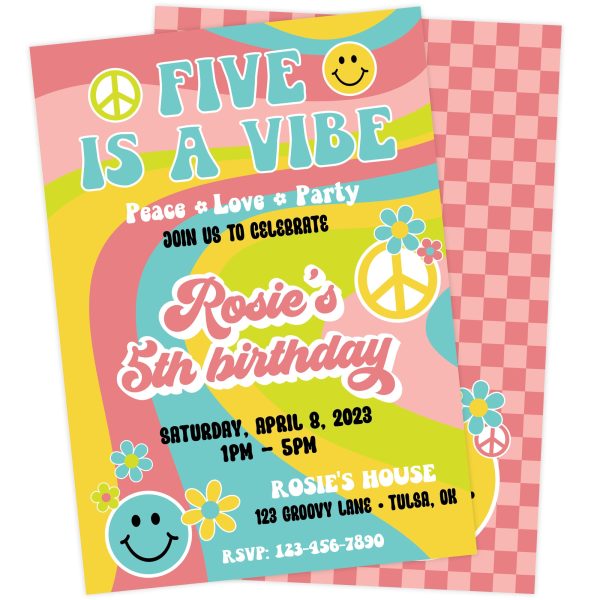 Five is a Vibe Groovy Birthday Invitation on Sale