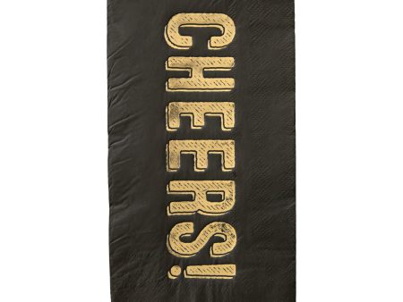 Black & Gold Cheers Guest Towels 16ct Sale