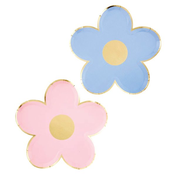 Assorted Pink & Blue Daisy Dessert Plates 8ct Cheap