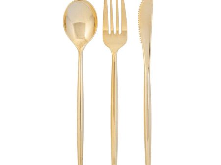 Modern Gold Plastic Cutlery Set for 10 For Discount