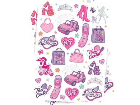 Pink Girl Party Temporary Tattoo Sheets 2ct Online