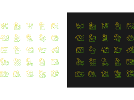 Recycled materials gradient icons set for dark and light mode Online now