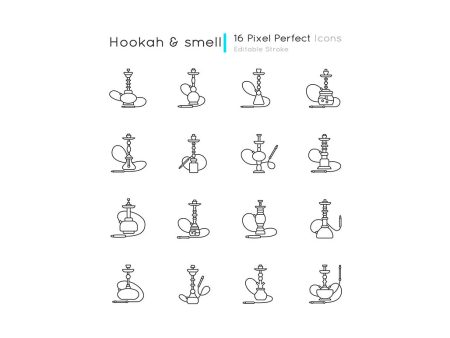 Hookah pixel perfect linear icons set For Discount