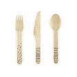 Black Doodles Wooden Cutlery Set for 6 Supply