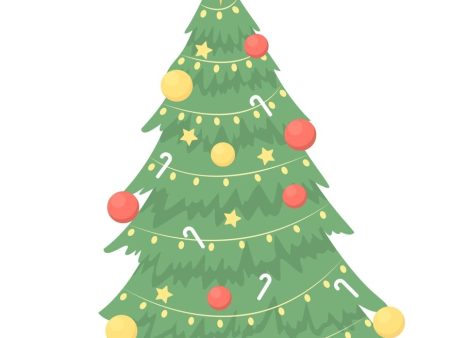 Christmas tree with star topper semi flat color vector object For Cheap