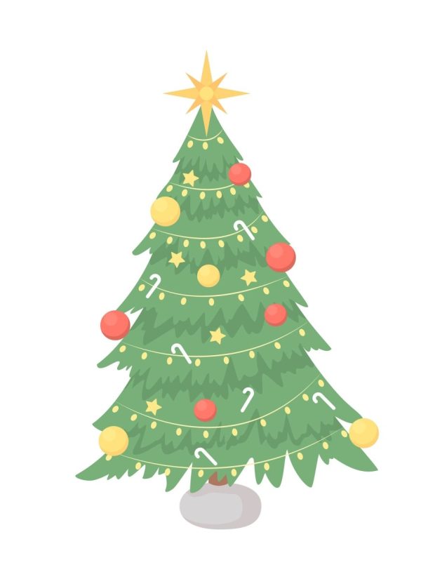 Christmas tree with star topper semi flat color vector object For Cheap