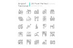 Airport terminal pixel perfect linear icons set Online Sale