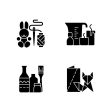 Trending hobbies black glyph icons set on white space Supply