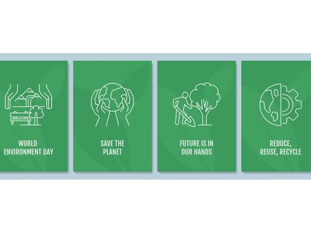 World environment day postcard with linear glyph icon set For Discount