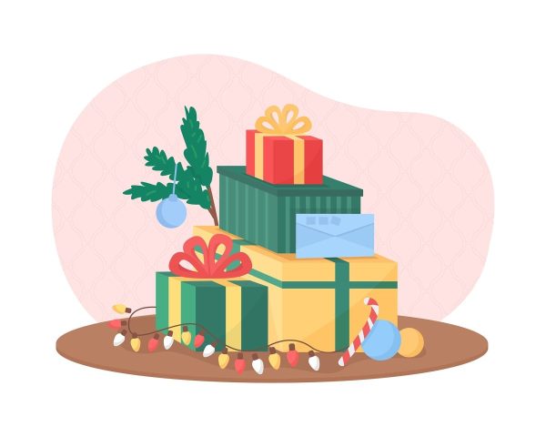 Giving gifts to kids vector isolated illustration set on Sale