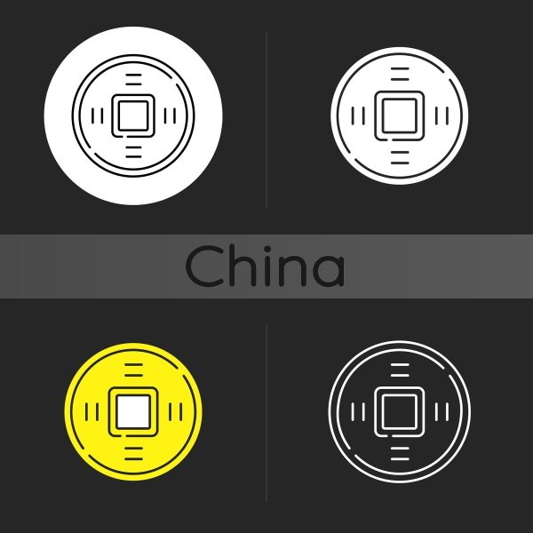 Chinese & Japanese dark theme icons bundle Discount