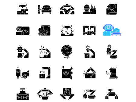 Automation black glyph icons set For Sale