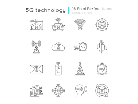 5G technology pixel perfect linear icons set Cheap