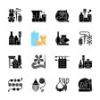 Trending hobbies black glyph icons set on white space Supply