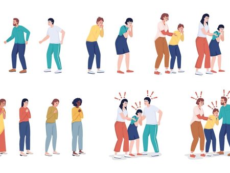 Worried people flat color vector characters set Online