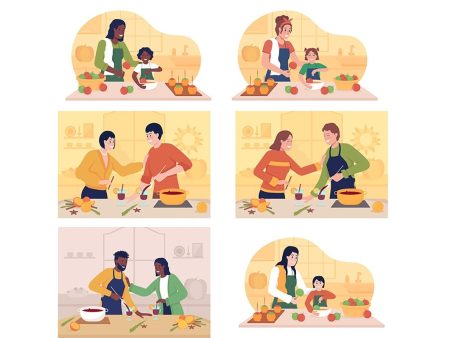 Autumn dishes flat color vector illustrations Online