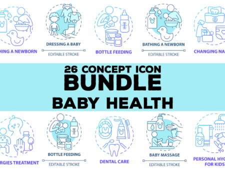 Baby health concept icons bundle Supply