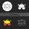 Chinese & Japanese dark theme icons bundle Discount