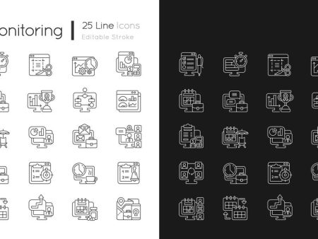 Work monitoring linear icons set for dark and light mode For Discount