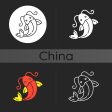 Chinese & Japanese dark theme icons bundle Discount