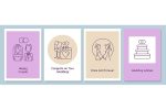 Married life beginning postcards with linear glyph icon set For Discount