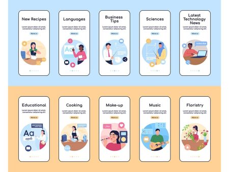 Online classes onboarding mobile app screen flat vector templates Cheap