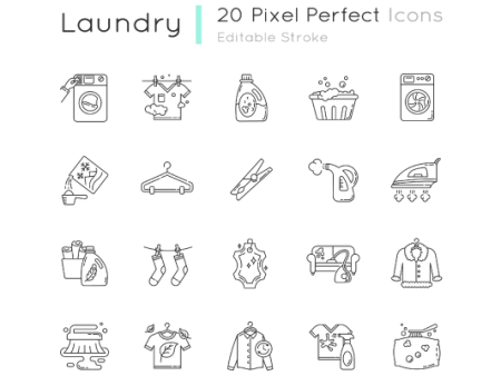 Laundry Types Pixel Perfect Linear Set For Cheap