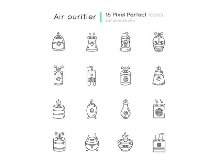 Air Purifiers, Humidifiers Icons Set on Sale