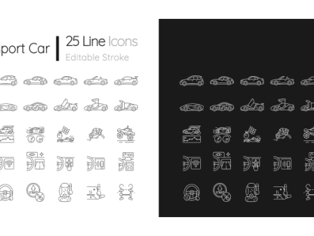 Auto racing linear icons set for dark and light mode Online