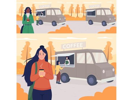 Walk in autumn flat color vector illustrations Fashion