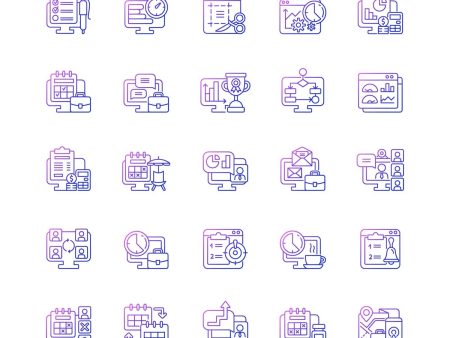 Work monitoring gradient linear vector icons set on Sale